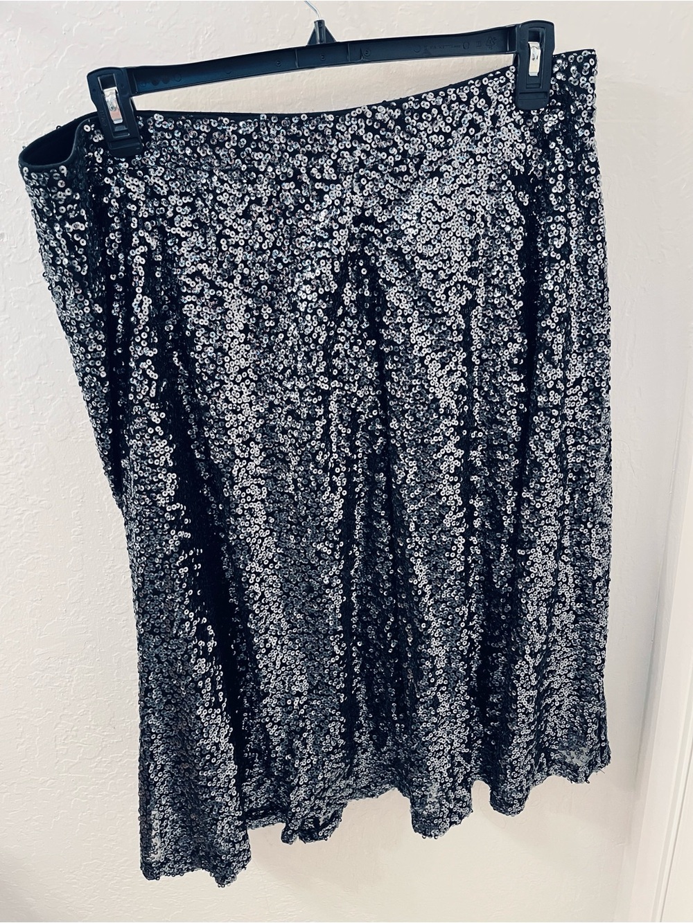 Lane Bryant Women's Plus Black Silver Sequin Knee Length A-Line Skirt 18/20